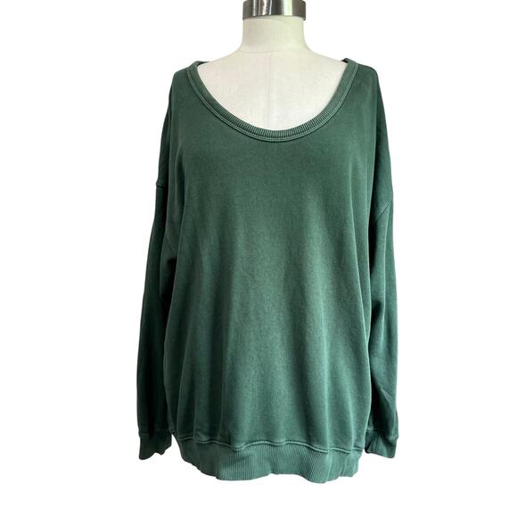 Aerie Oversized Green Sweatshirt Cozy Slouchy Lounge Casual Pullover Sz XS - Picture 1 of 8